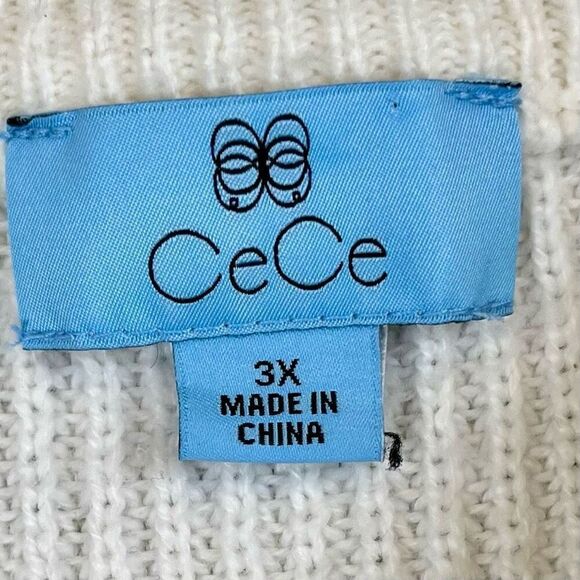 Cece Cream 3D Polka Dot Long Sleeve Sweater 3X - Picture 6 of 9